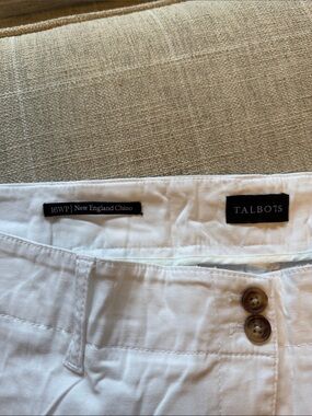 Talbots White New England Chino Pants with Button Waist